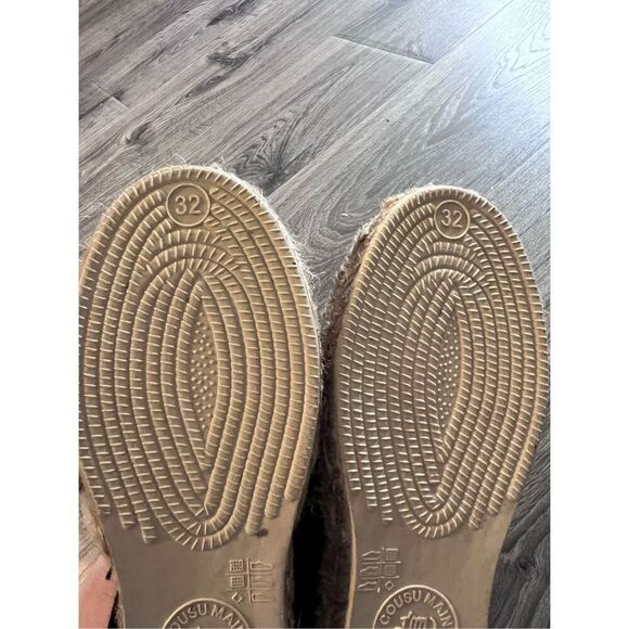 Cousu Main Kids  Flat Slip On Canvas Espadrilles Black - Picture 4 of 5